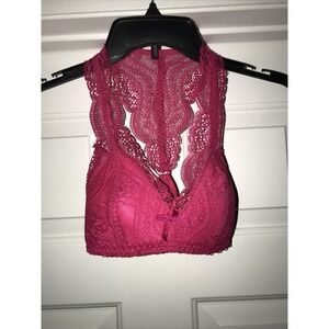 Womens Size Small 4-6 Hot Pink Racer Back Lace Bralette